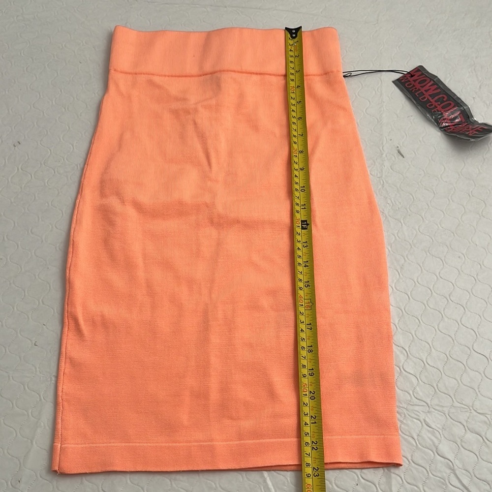 WOW couture neon peach stretch pencil skirt - Picture 3 of 8